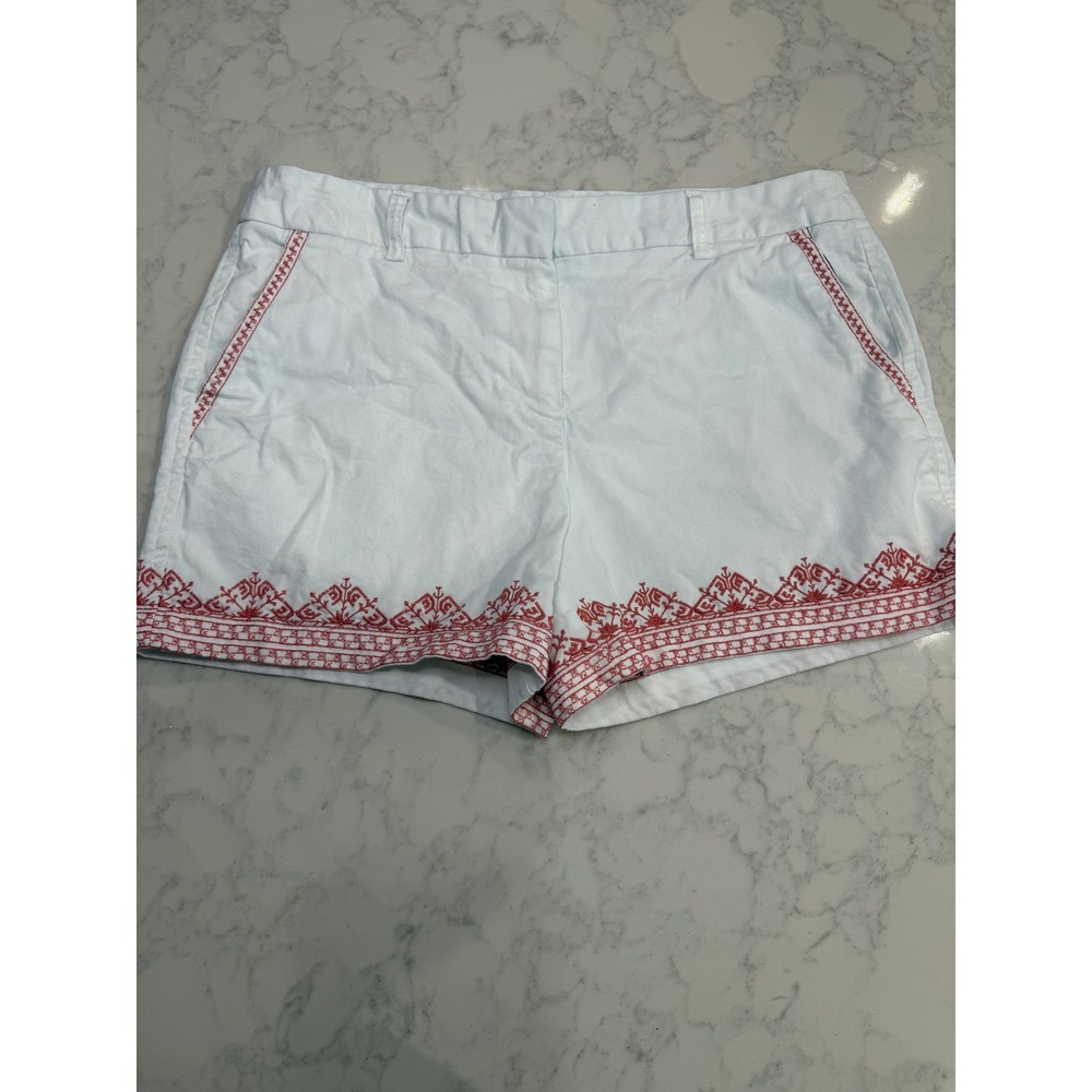Artisan NY Womens‎ White Red Embroidered Cotton Chino Shorts Size 8 Boho Summer